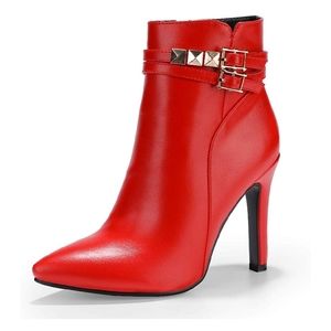 Red ankle boots booties
